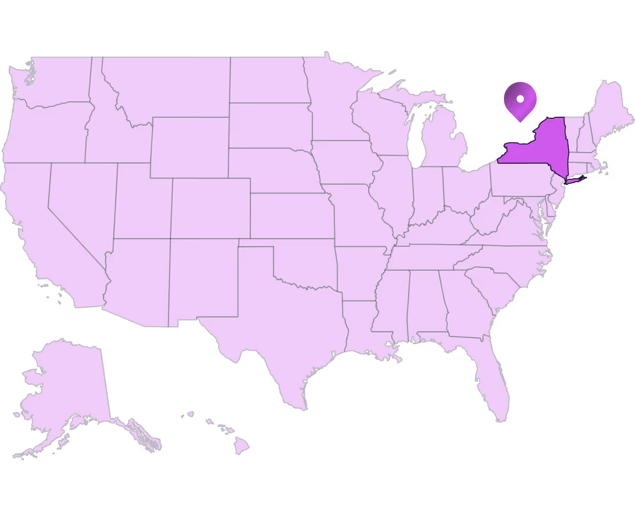 USA state map in purple colours